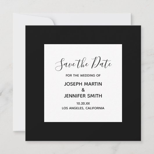 Zwart-wit elegante kalligrafie Save the Date (Voorkant)
