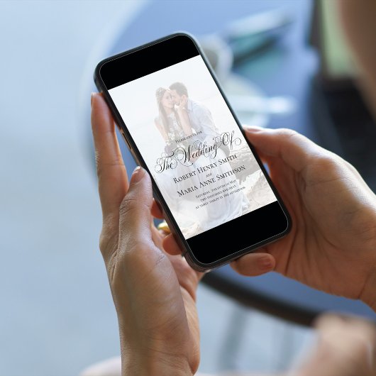 Zwart-wit Elegante Kalligrafie Script Foto Kaart