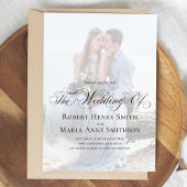 Zwart-wit Elegante Kalligrafie Script Foto Kaart