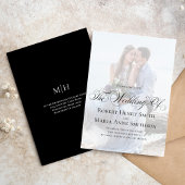 Zwart-wit Elegante Kalligrafie Script Foto Kaart