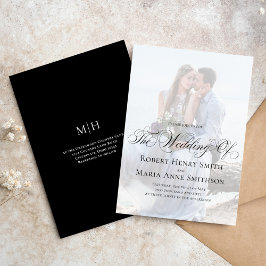 Zwart-wit Elegante Kalligrafie Script Foto Kaart