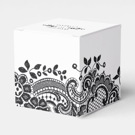 Zwart-wit elegante  kant bruiloft gunst bedankdoosjes (Voorkant Zijde)