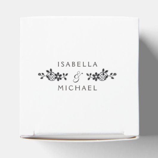 Zwart-wit elegante kant bruiloft gunst bedankdoosjes (Bovenkant)