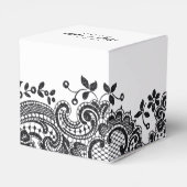 Zwart-wit elegante  kant bruiloft gunst bedankdoosjes (Achterkant)