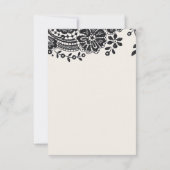 Zwart-wit elegante  kanten bruiloft RSVP Kaartje (Achterkant)
