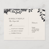 Zwart-wit elegante kanten bruiloft RSVP Uitnodiging Briefkaart (Achterkant)