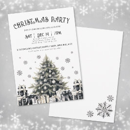 Zwart & Wit Elegante Kerstfeest Uitnodiging