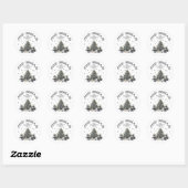 Zwart Wit Elegante Kerstmis Ronde Sticker (Vel)