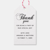 Zwart-wit elegante klassieke bruiloft dank u cadeaulabel (Voorkant)