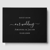 Zwart wit elegante klassieke bruiloft gastenboek (Voorkant)