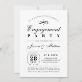 Zwart-wit elegante klassieke Engagement Party Kaart (Voorkant)
