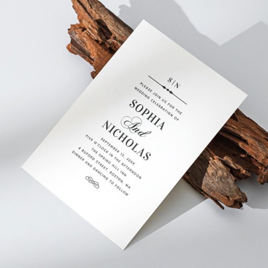 Zwart-wit elegante klassieke formele bruiloft kaart