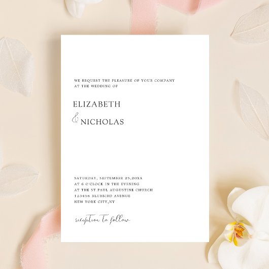 Zwart-wit elegante klassieke minimale bruiloft kaart