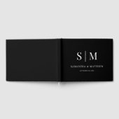 Zwart & Wit Elegante Klassieke Monogram Huwelijk Gastenboek (Volledig)