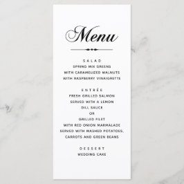 Zwart-wit elegante klassieke typografie bruiloft menu