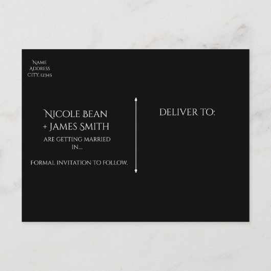 Zwart-wit Elegante Masquerade Bewaar de datum Aankondigingskaart (Achterkant)