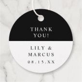 Zwart-wit elegante minimalistische bruiloft bedankjes labels (Achterkant)