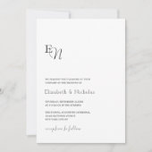 Zwart-wit elegante minimalistische bruiloft kaart (Voorkant)