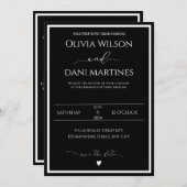 Zwart & Wit Elegante Minimalistische Bruiloft Uitn Kaart (Voorkant / Achterkant)