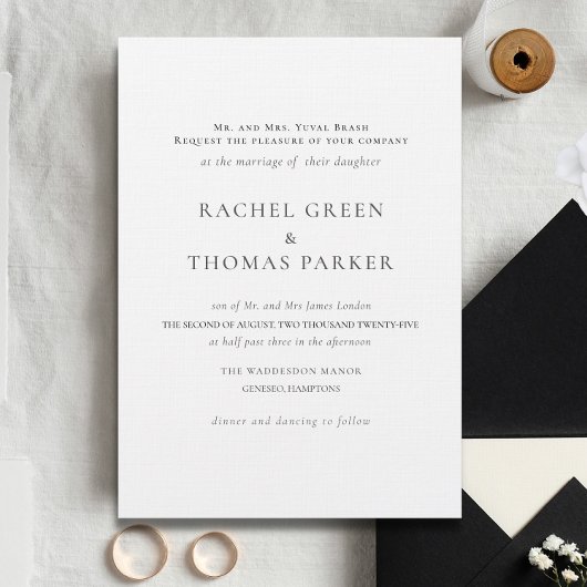 Zwart-wit Elegante Minimalistische formele bruilof Kaart