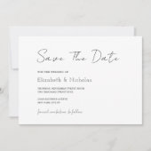 zwart-wit elegante minimalistische klassieke trouw save the date (Voorkant)