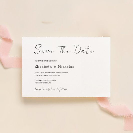zwart-wit elegante minimalistische klassieke trouw save the date