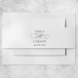 Zwart & Wit Elegante Moderne Calligrafie Minimaal Uitnodigingen Wikkel