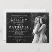 Zwart Wit Elegante Moderne Foto Chique bruiloft Kaart (Voorkant)