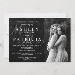 Zwart Wit Elegante Moderne Foto Chique bruiloft Kaart