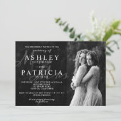 Zwart Wit Elegante Moderne Foto Chique bruiloft Kaart (Staand voorkant)