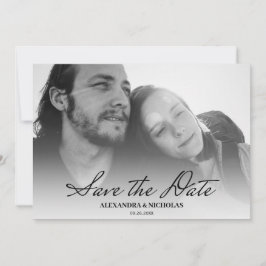 Zwart-wit Elegante Moderne Foto Sla de datum Save The Date