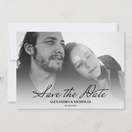 Zwart-wit Elegante Moderne Foto Sla de datum Save The Date (Voorkant)