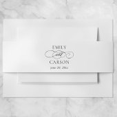 Zwart-wit Elegante Moderne Kalligrafie Minimal Uitnodigingen Wikkel