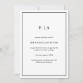 Zwart-wit elegante monogram uitnodiging (Voorkant)