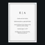 Zwart-wit elegante monogram uitnodiging<br><div class="desc">Zwart-wit elegante minimale monogram huwelijksuitnodiging Kan volledig worden aangepast aan uw behoeften. © Gorjo Design via Zazzle. // Hulp nodig bij het aanpassen van uw ontwerp? Heb je andere ideeën? Neem gerust contact met mij op (Zoe) via onderstaande link >> ‘Neem contact op met deze ontwerper’</div>