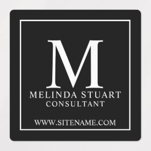 Zwart-wit Elegante Monogram Zakelijke Etiketten Labels