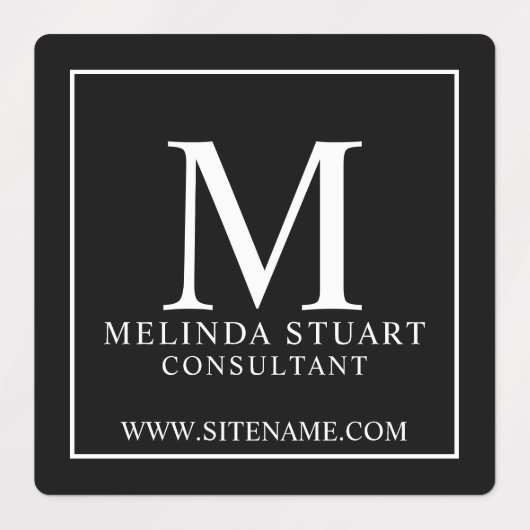 Zwart-wit Elegante Monogram Zakelijke Etiketten Labels (Design 1)