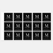 Zwart-wit Elegante Monogram Zakelijke Etiketten Labels (Vel)
