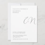 Zwart-wit elegante paar monogram bruiloft kaart (Voorkant)