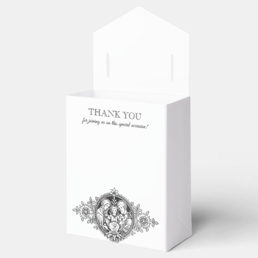 Zwart-wit Elegante religieuze bruiloft Bedankdoosjes (Geopend)