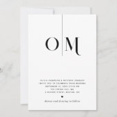 Zwart-wit elegante schone minimalistische bruiloft kaart (Voorkant)