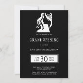 Zwart wit elegante schoonheidssalon grand opening kaart (Voorkant)