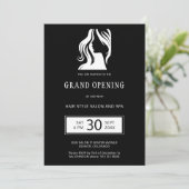 Zwart wit elegante schoonheidssalon grand opening kaart (Staand voorkant)