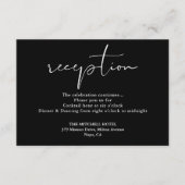 Zwart-wit elegante script bruiloft receptie informatiekaartje (Voorkant)