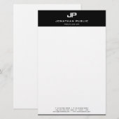 Zwart Wit Elegante Sjabloon Gepersonaliseerd Moder Briefpapier (Voorkant / Achterkant)
