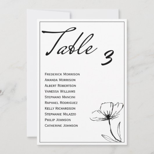 Zwart & Wit Elegante Tafel Zittafel Kaart (Voorkant)