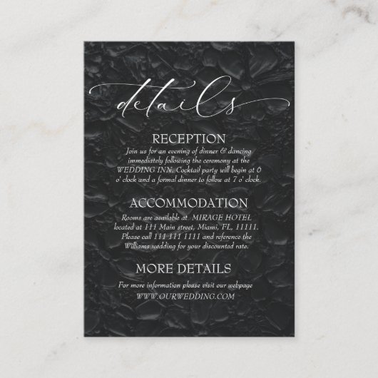 Zwart & Wit Elegante Trouwdetails Informatiekaartje (Voorkant)