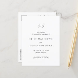 Zwart-wit elegante trouwkaart 'Save the Date' Aankondigingskaart