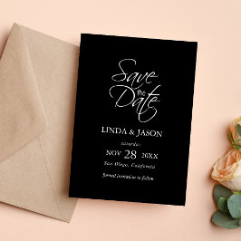 Zwart & Wit Elegante Trouwkaart 'Save The Date' Kaart