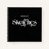 Zwart-wit Elegante Typografie Schetsen Notitieboek (Voorkant)
